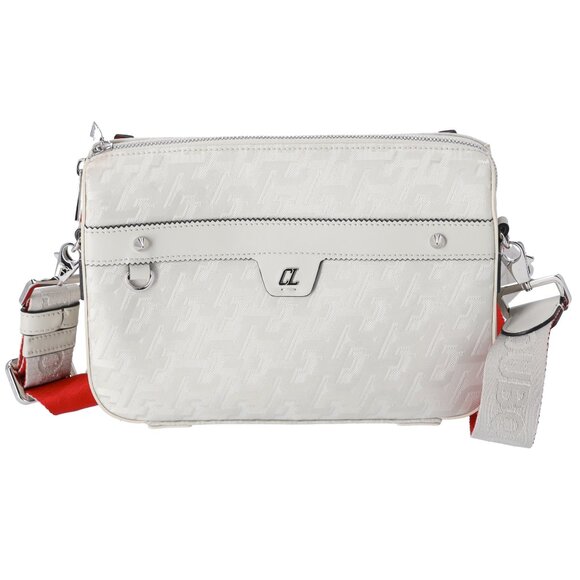 Christian Louboutin Handbags - Christian Louboutin Ruby Town Messenger Bag Light Gray Red Jacquard